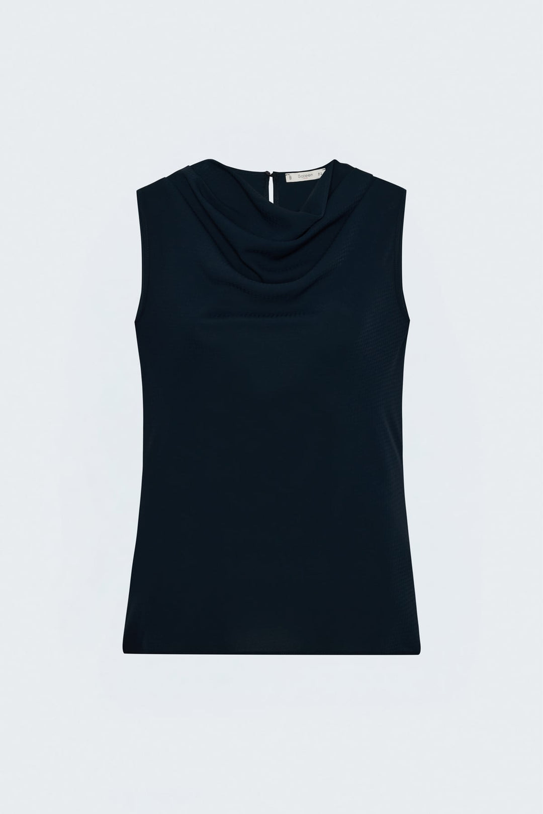 Sateen Blouse Col Degagé Imprimée - Bleu marine