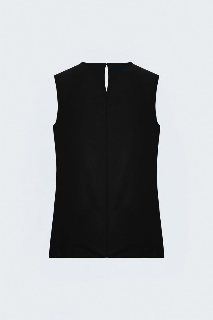 Sateen Blouse Col Degagé Imprimée - Noir