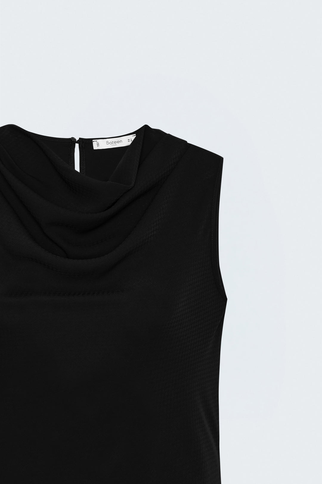 Sateen Blouse Col Degagé Imprimée - Noir