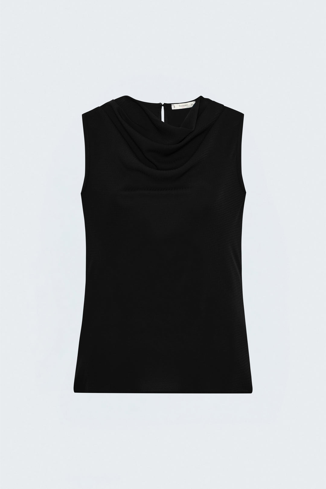 Sateen Blouse Col Degagé Imprimée - Noir