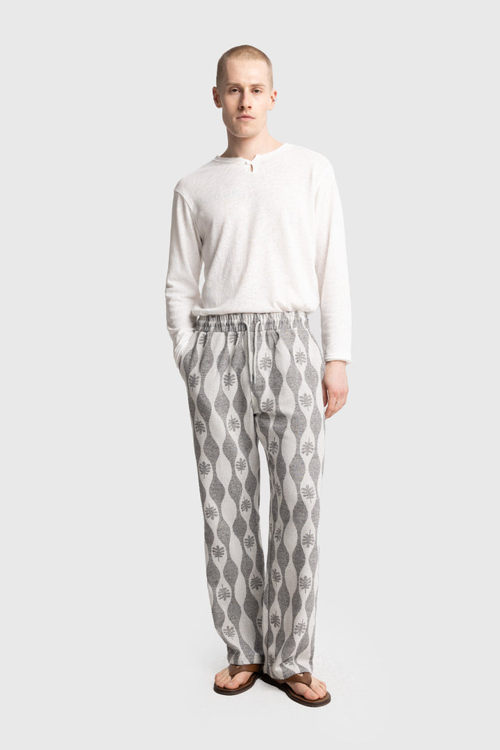 Giesto Pantalon texturé à motifs - Bleu marine