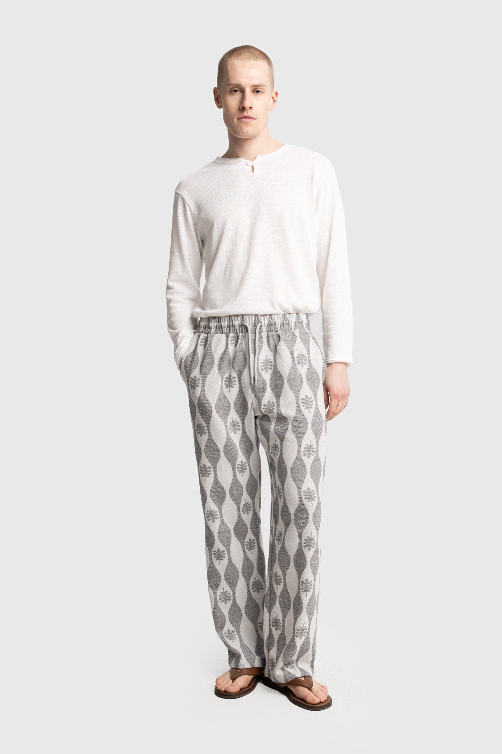Giesto Pantalon texturé à motifs - Noir
