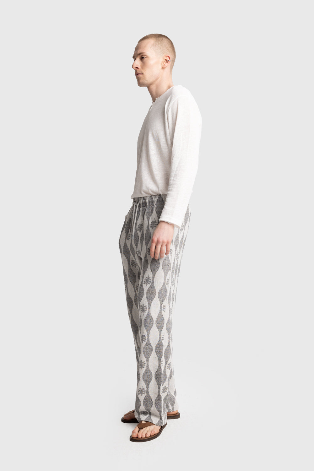 Giesto Pantalon texturé à motifs - Noir