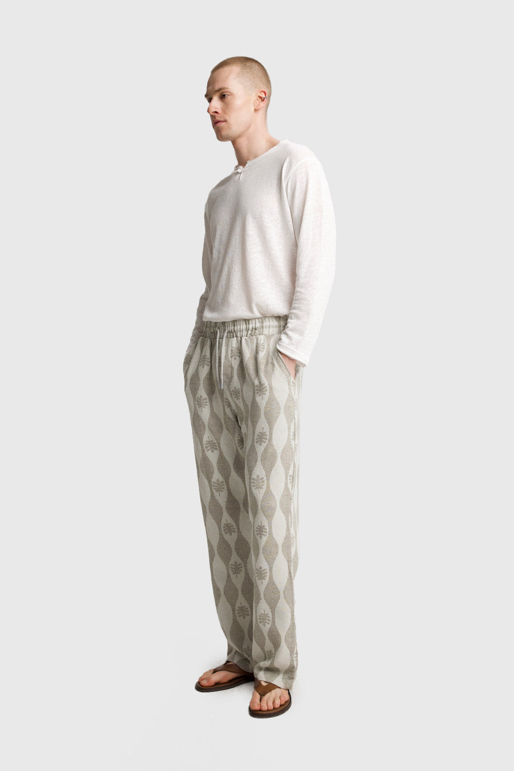 Giesto Pantalon texturé à motifs - Bleu marine