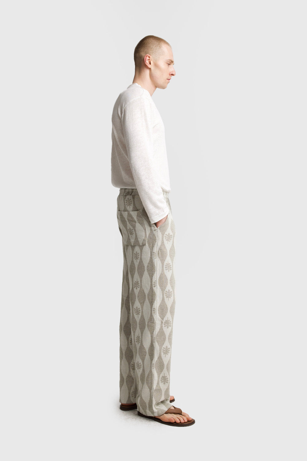 Giesto Pantalon texturé à motifs - Bleu marine