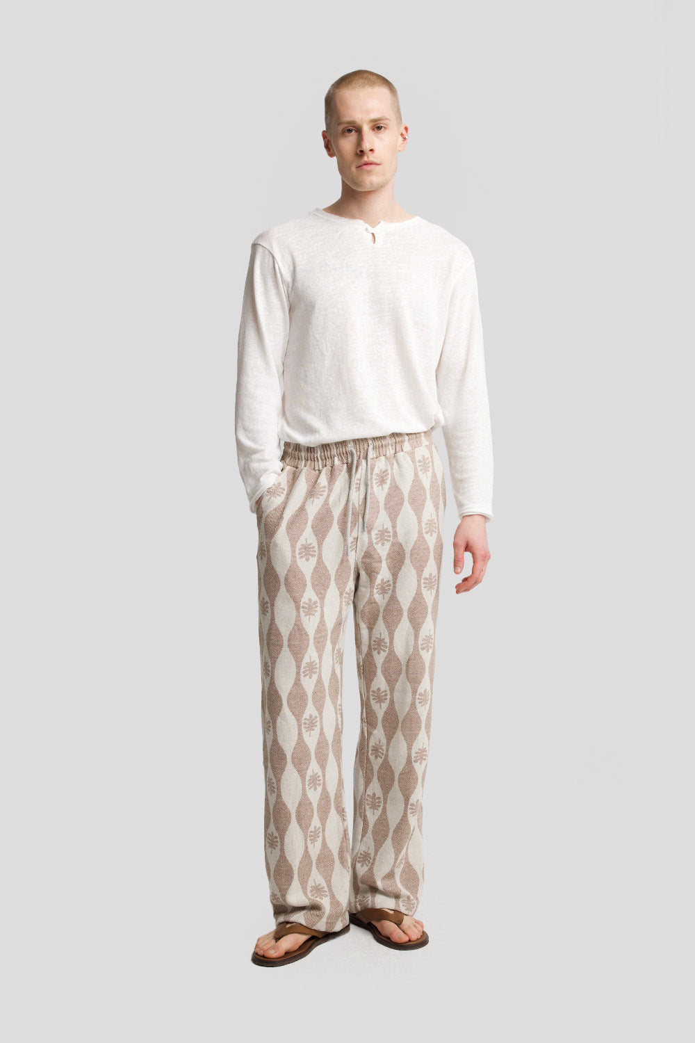 Giesto Pantalon texturé à motifs - Tabac