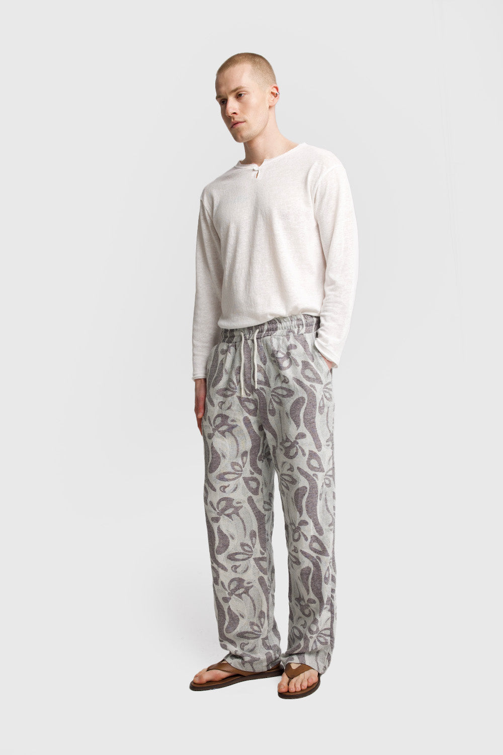 Giesto Pantalon texturé à motifs - Noir