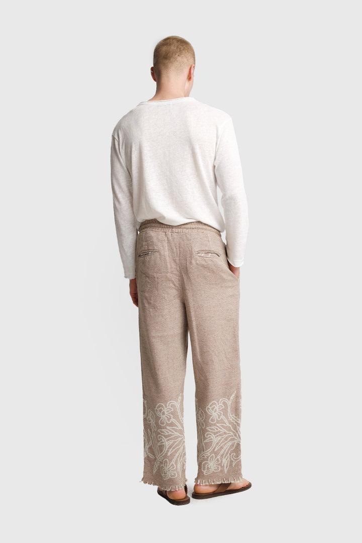 Giesto Pantalon texturé à motifs - Marron