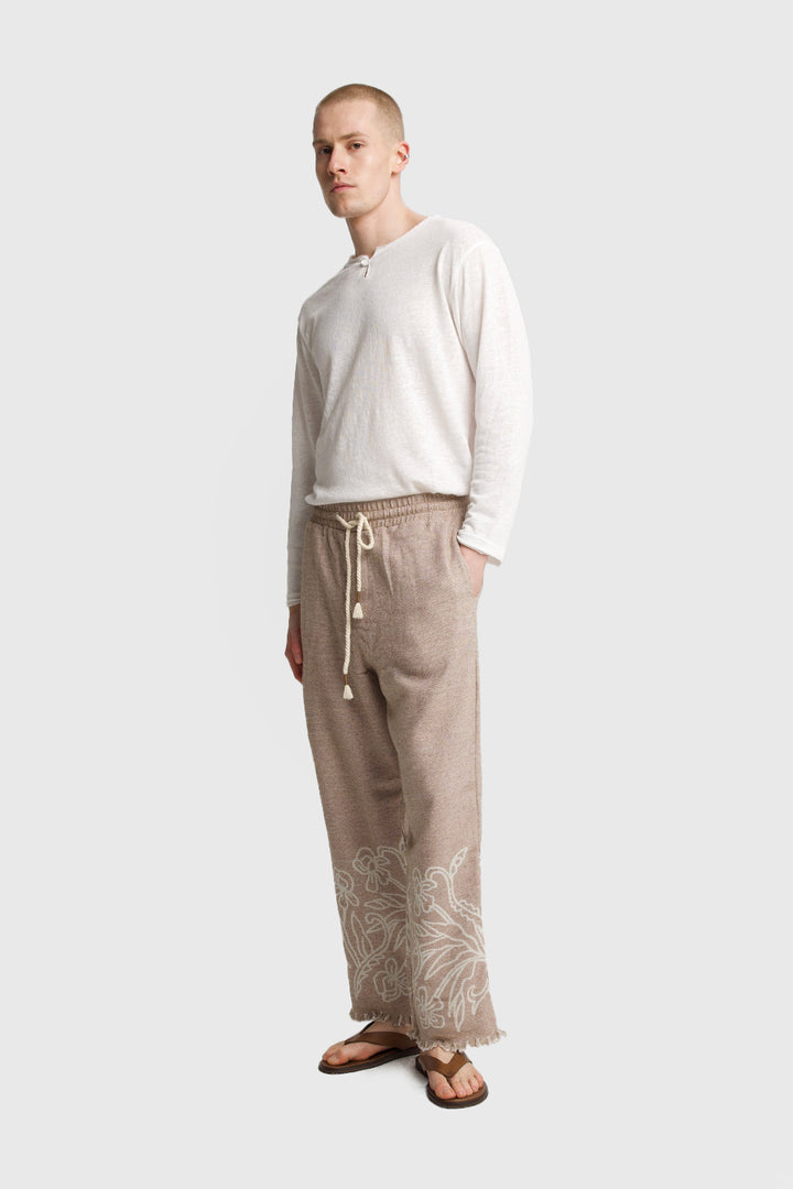Giesto Pantalon texturé à motifs - Marron