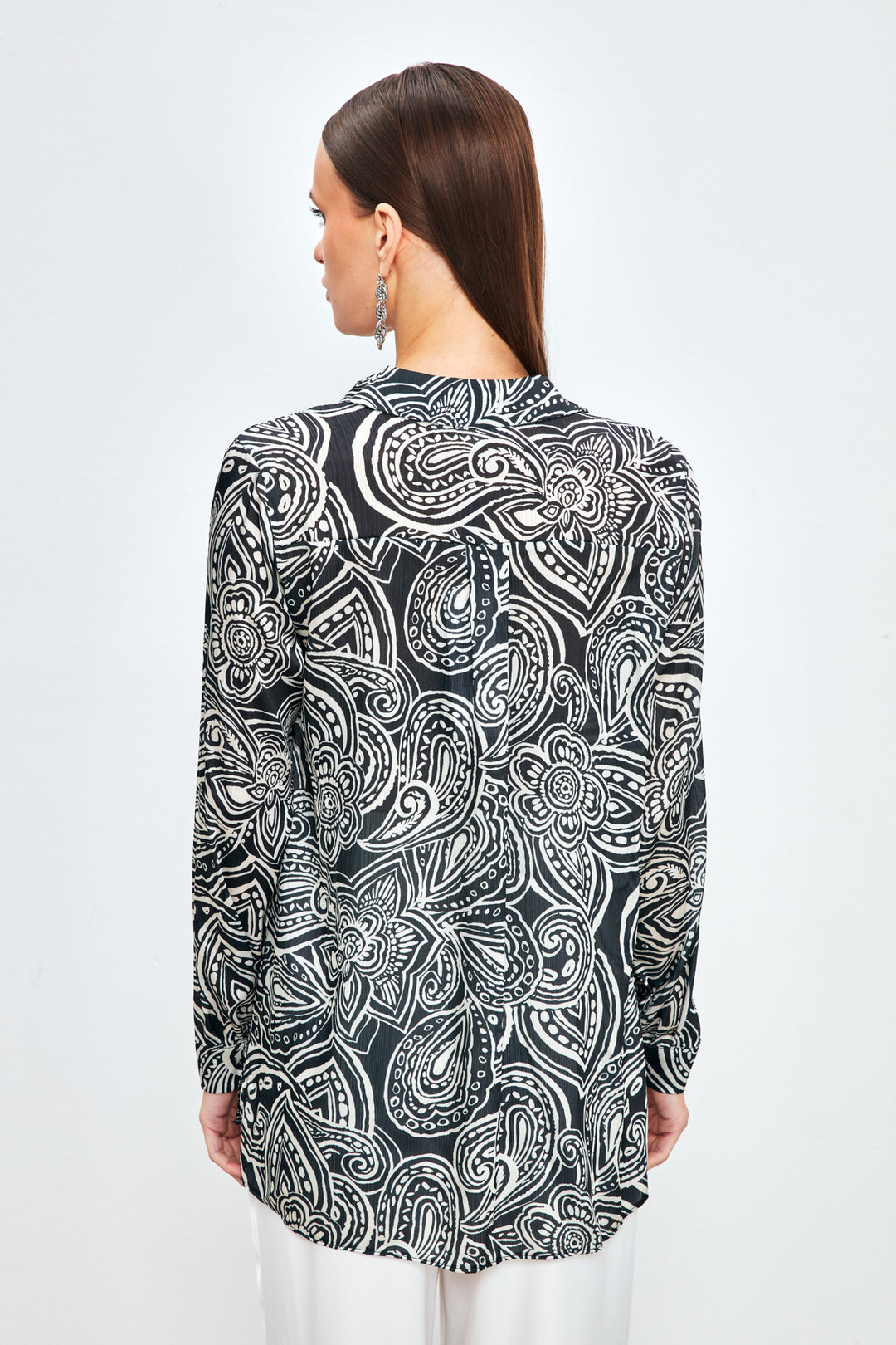 Sateen Chemise unie à motifs - Noir