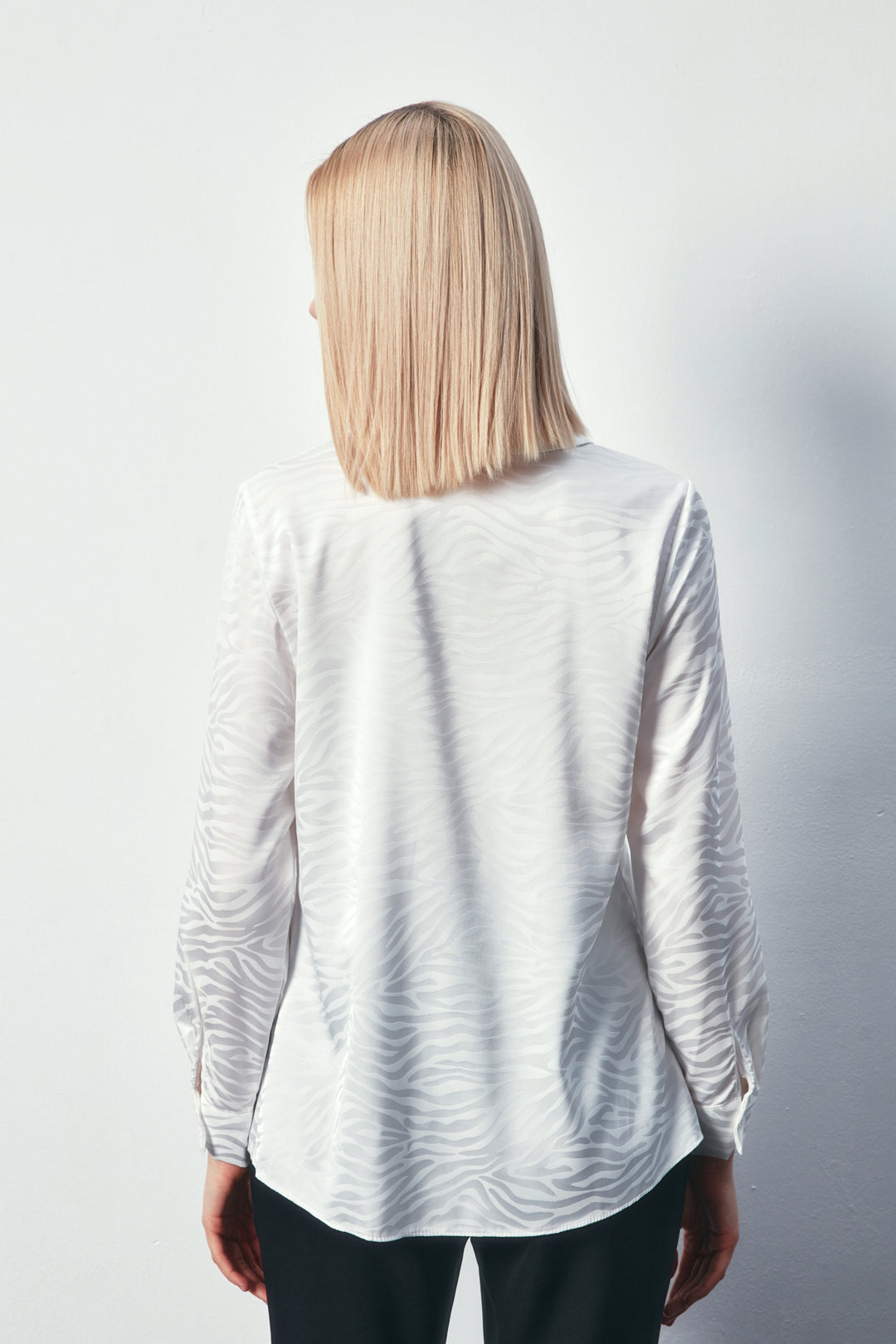 Sateen Chemise Classique Imprimée - Écru