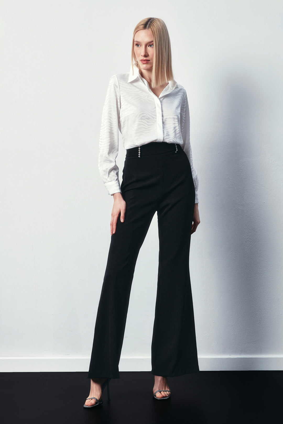 Sateen Chemise Classique Imprimée - Écru