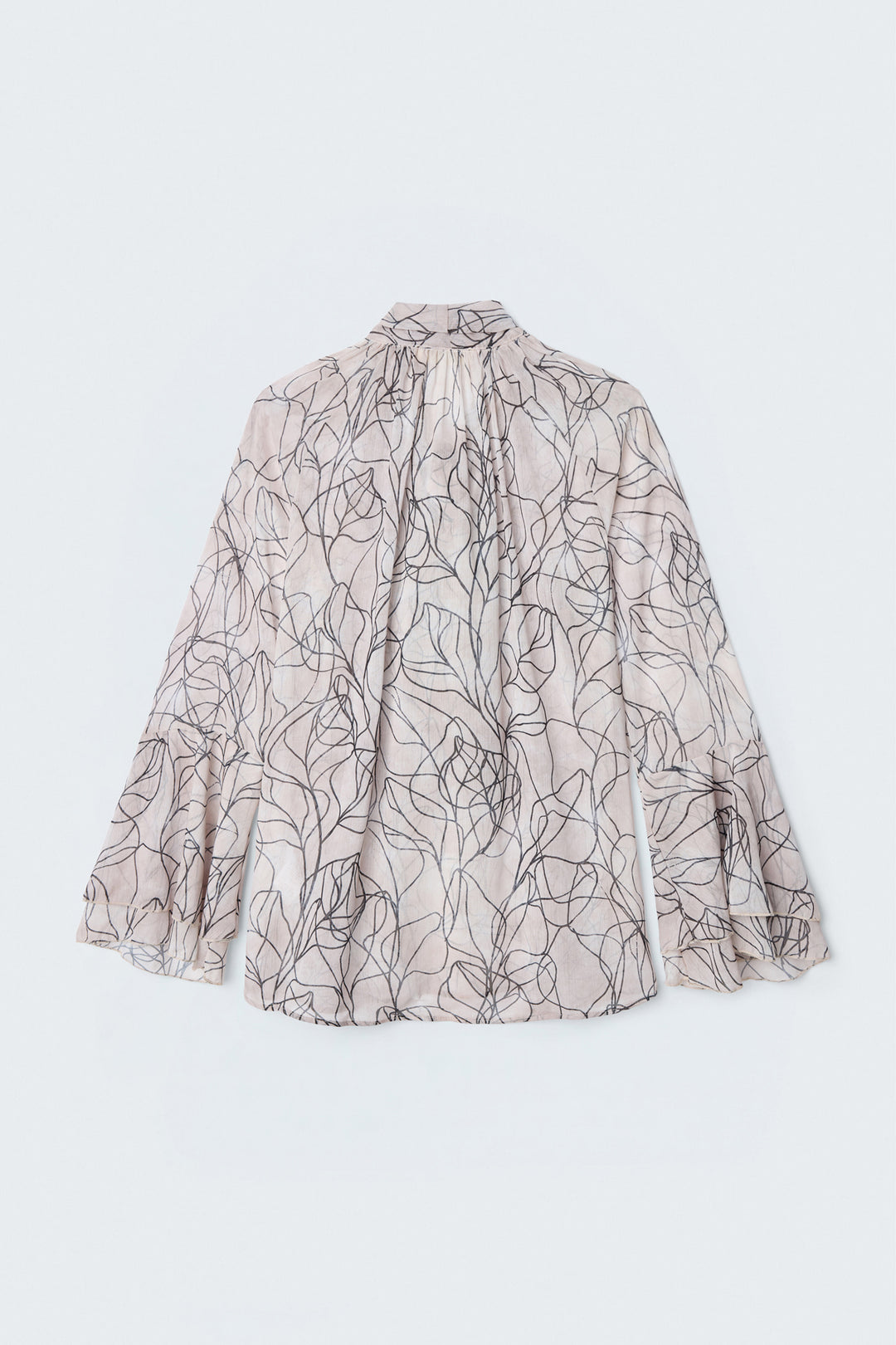 Sateen Blouse avec foulard imprimé - Noir