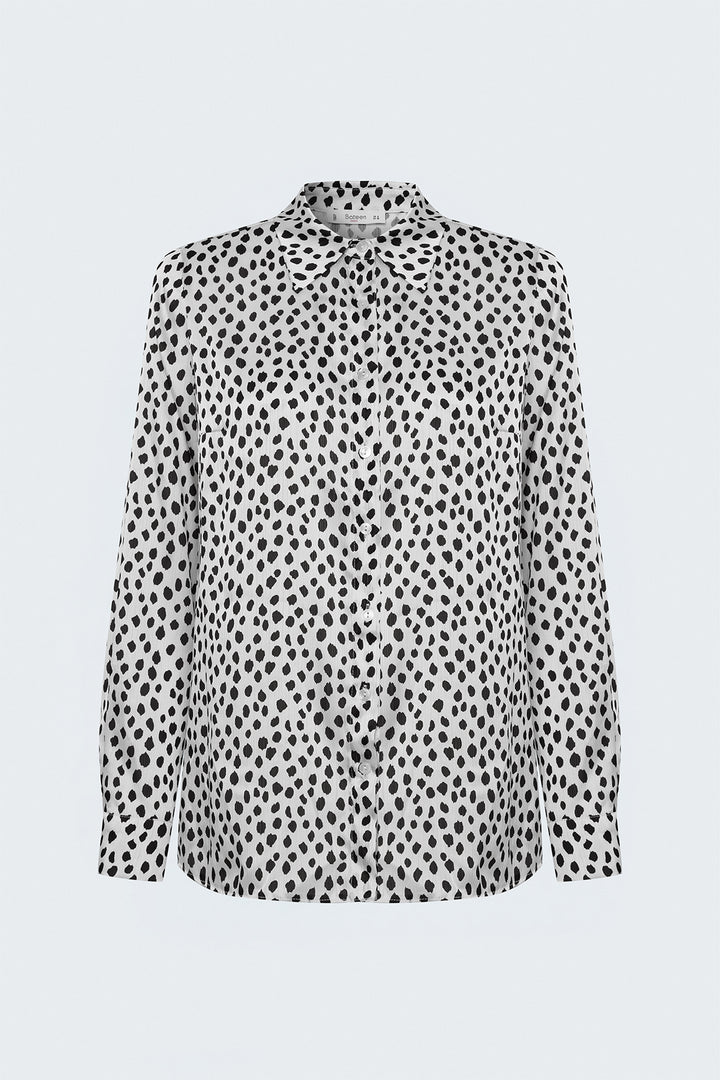 Sateen Chemise Imprimée - Écru-Noir