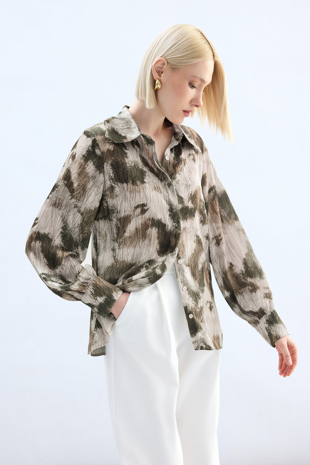 Sateen Chemise à motifs - Marron