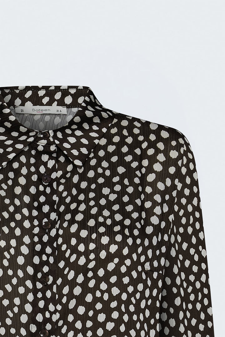 Sateen Chemise à motifs - Marron