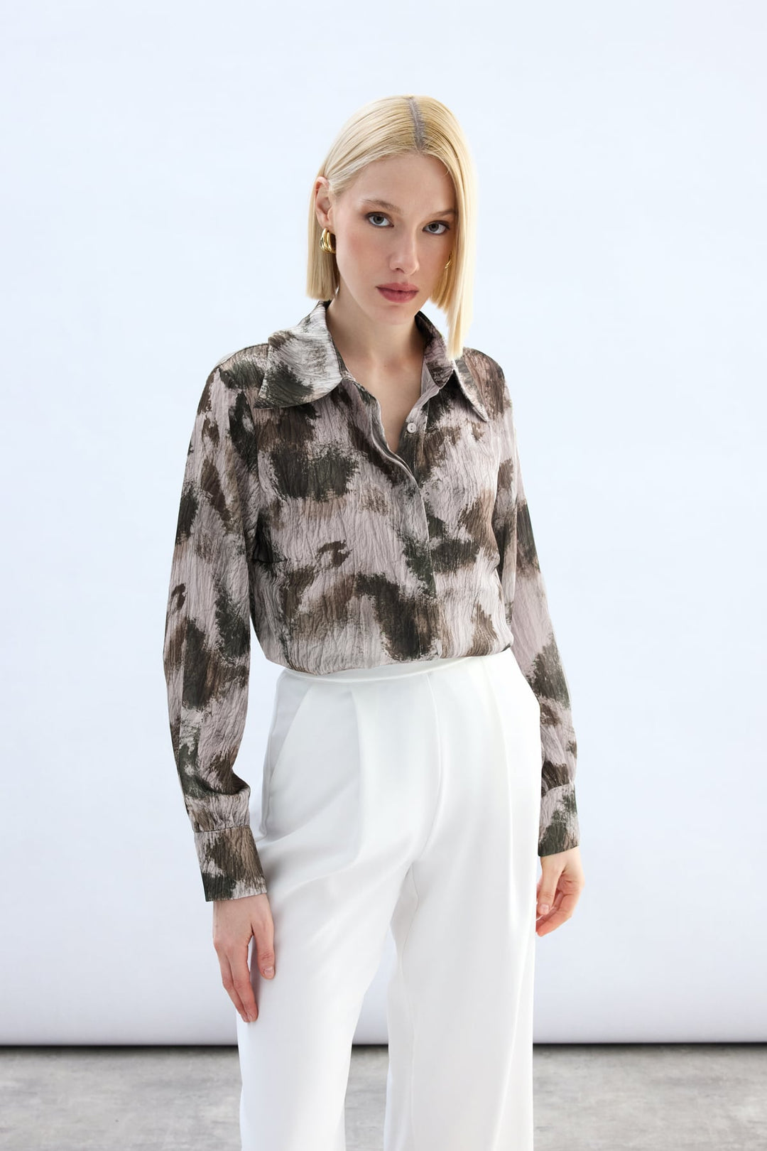 Sateen Chemise à motifs - Marron