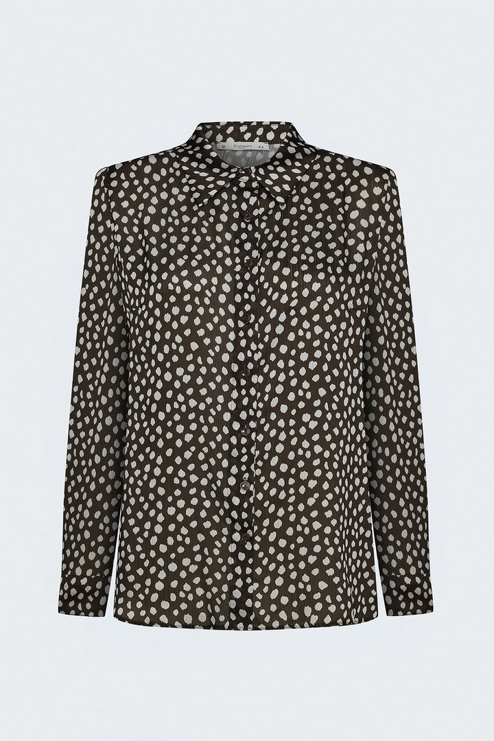 Sateen Chemise à motifs - Marron
