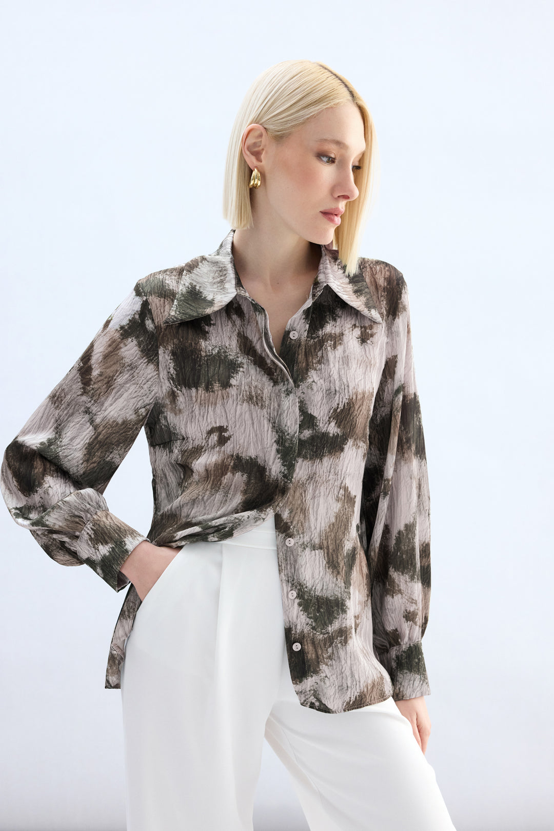 Sateen Chemise à motifs - Marron