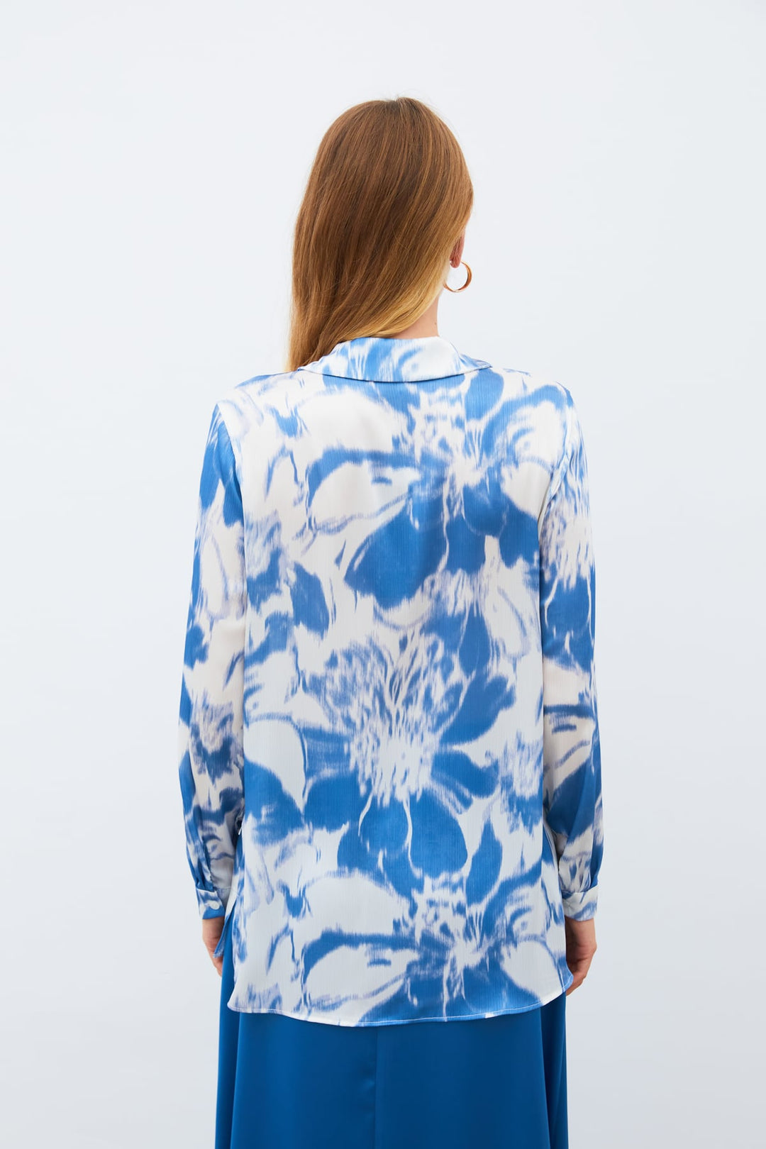 Sateen Chemise à motifs - Bleu
