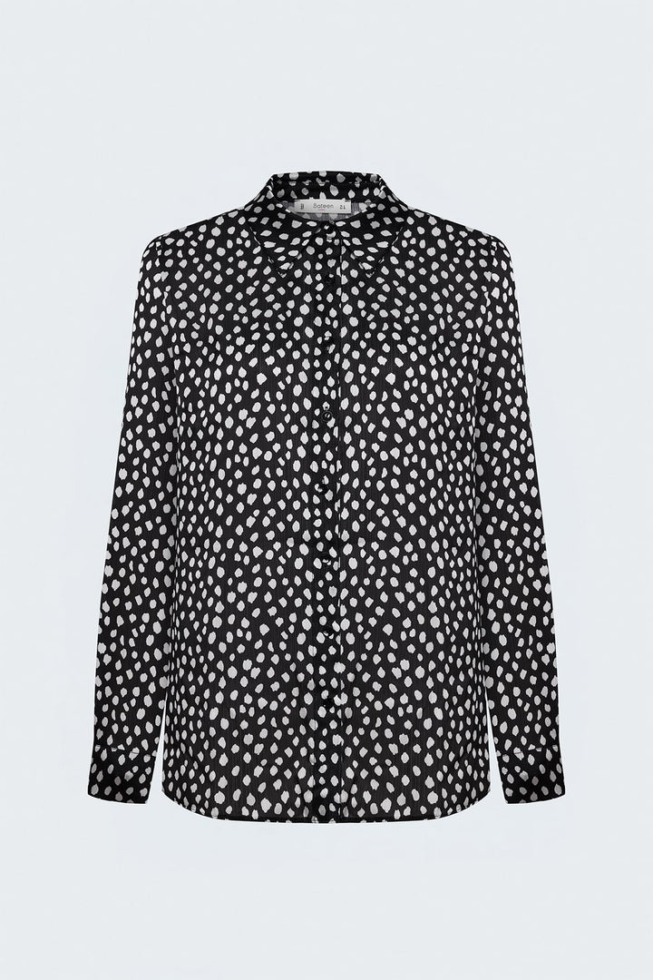 Sateen Chemise Imprimée - Noir