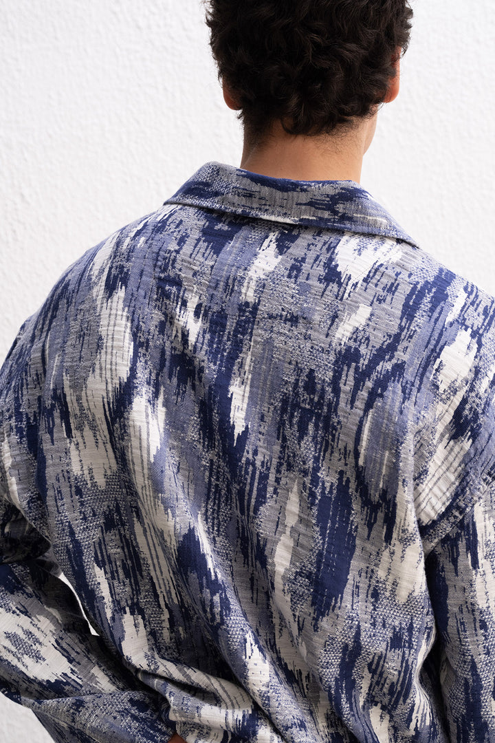 Giesto Veste Bleu marine Fine à Motif - Bleu marine