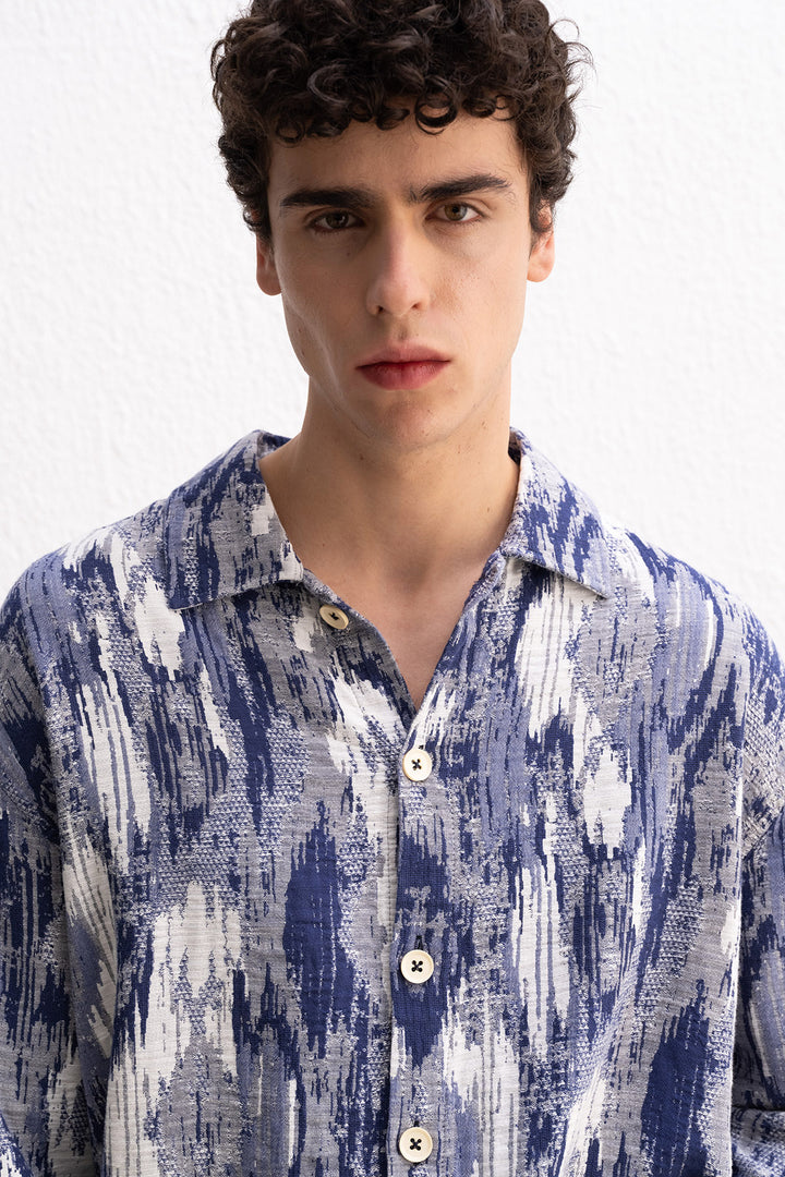 Giesto Veste Bleu marine Fine à Motif - Bleu marine