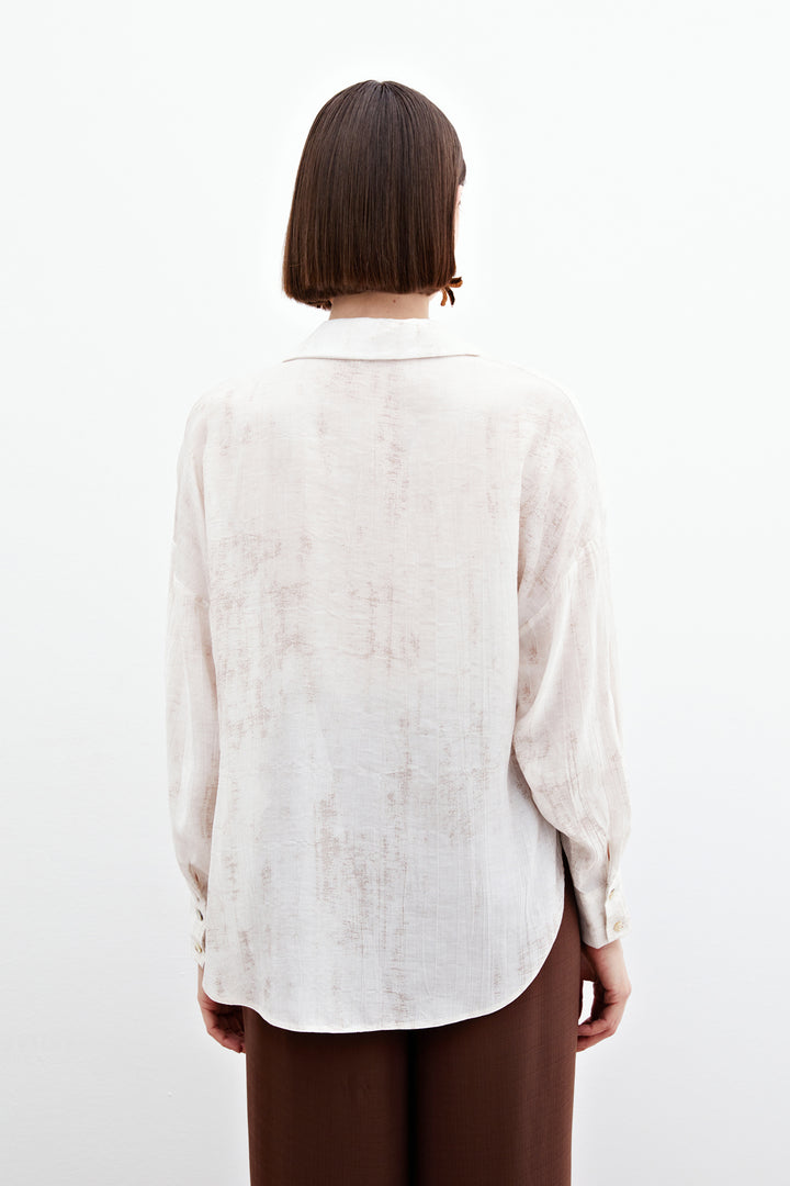 Sateen Chemise Légère Imprimée - Pierre