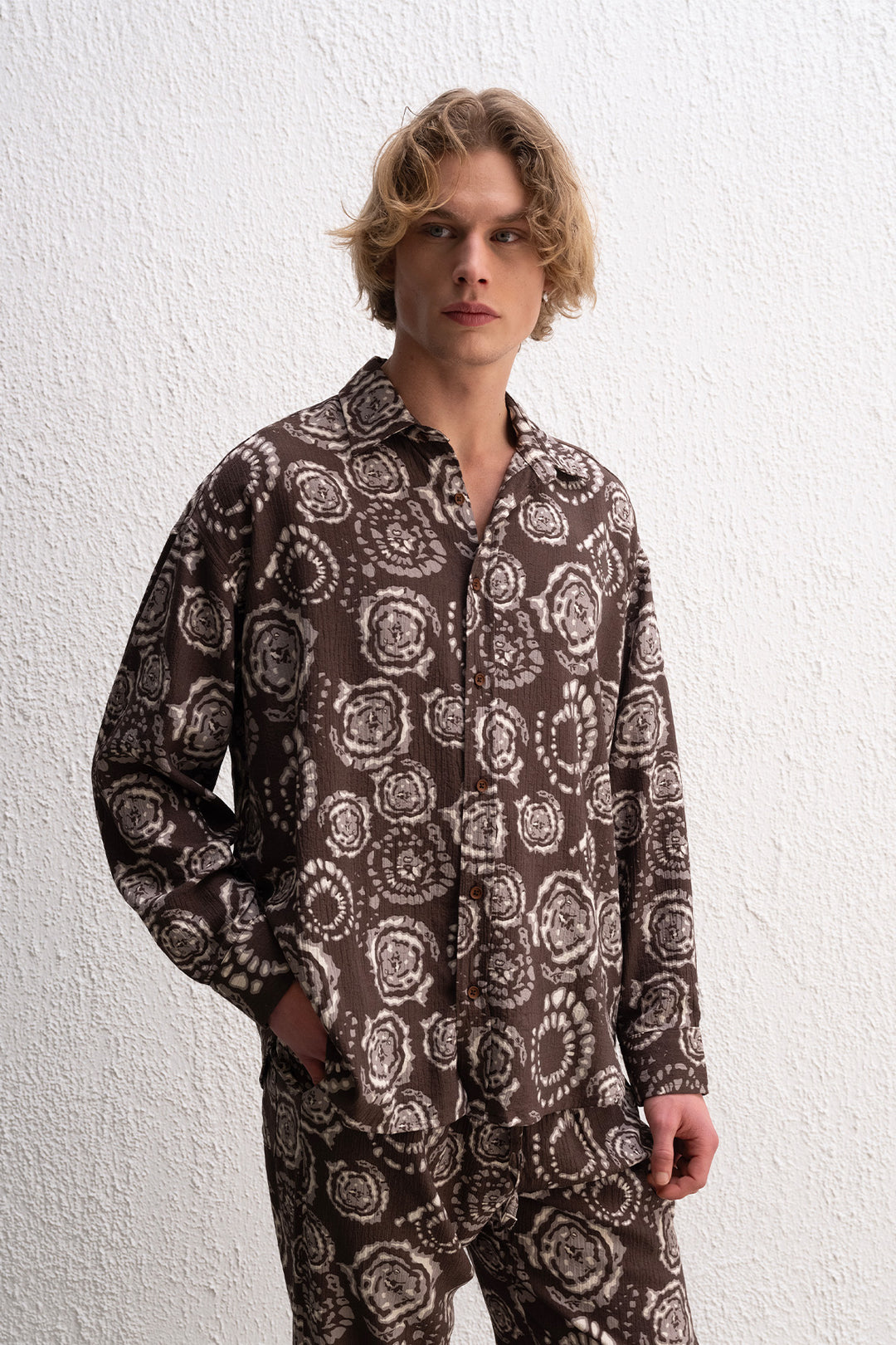 Giesto Chemise marron à motifs - Marron