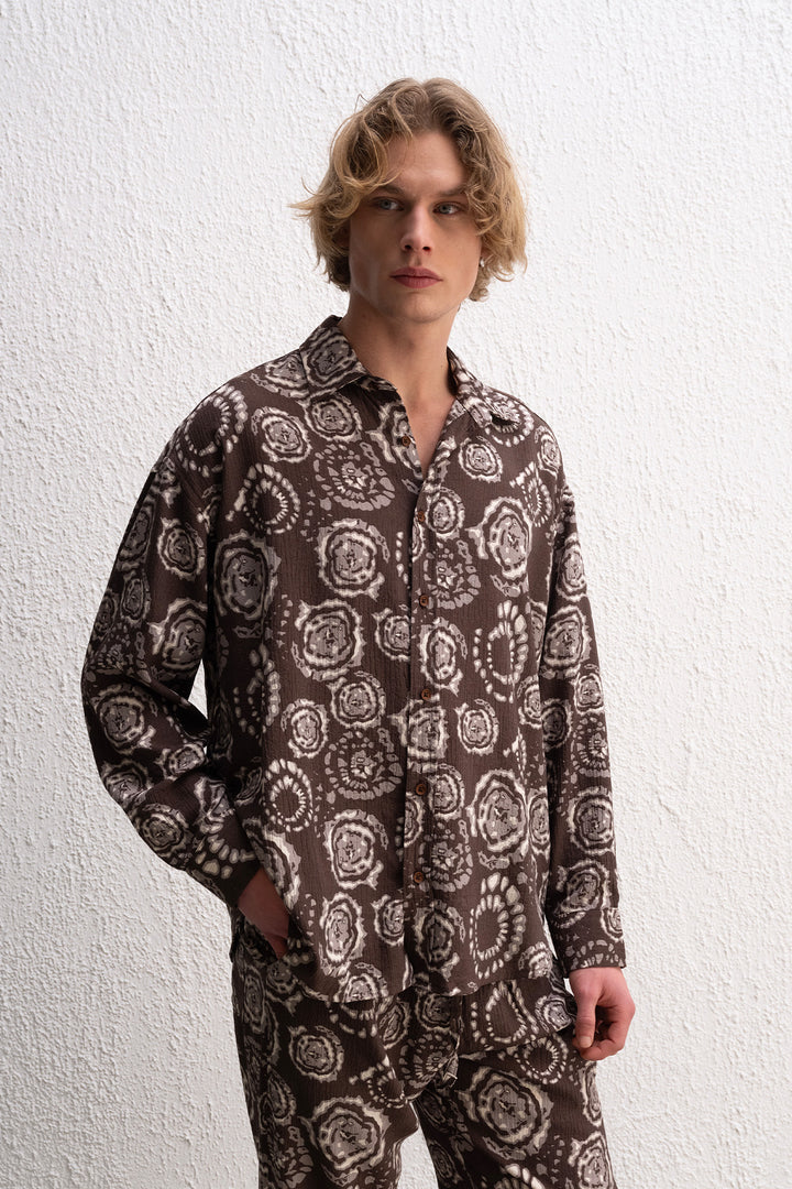Giesto Chemise marron à motifs - Marron