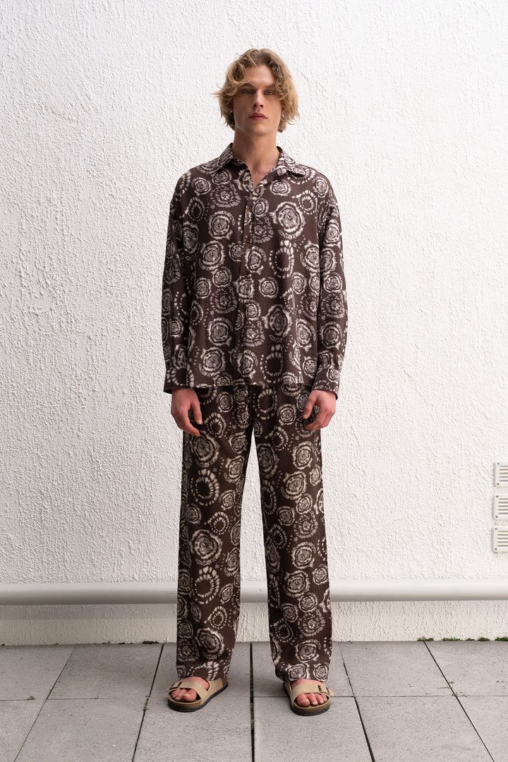 Giesto Chemise marron à motifs - Marron