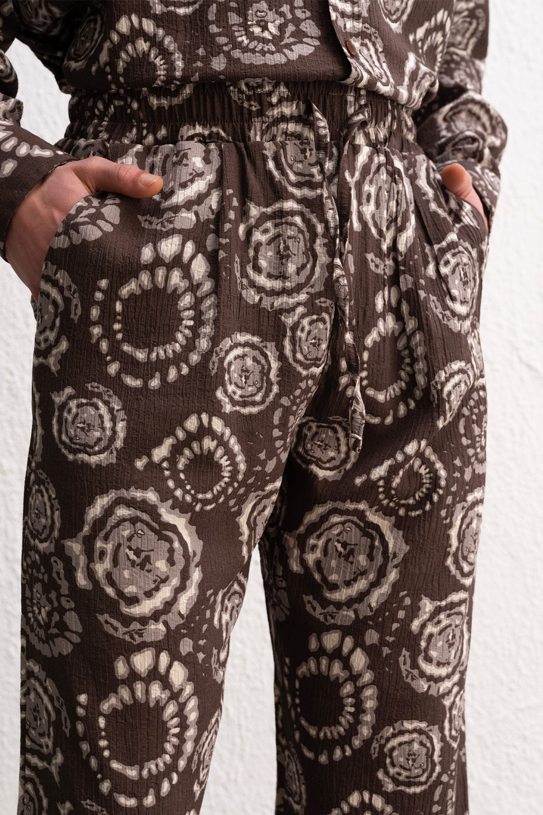 Giesto Pantalon Marron Imprimé - Marron