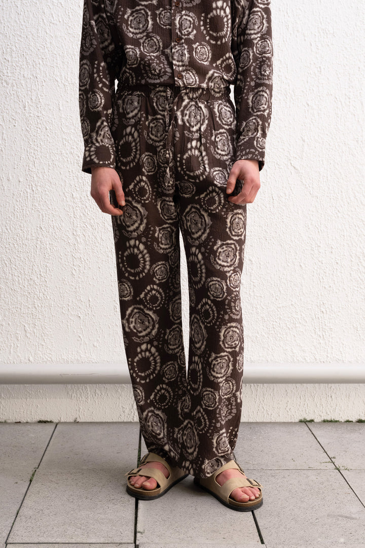 Giesto Pantalon Marron Imprimé - Marron