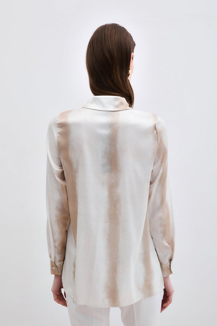Sateen Chemise Classique Imprimée - Beige
