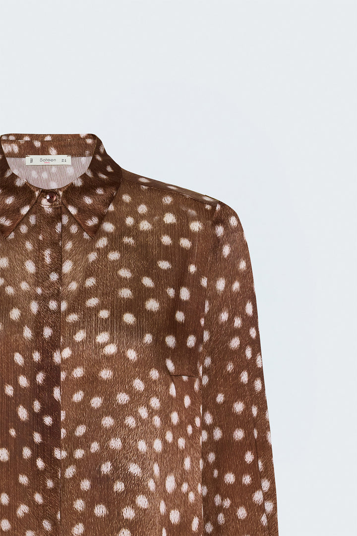 Sateen Chemise classique à motifs - Bordeaux