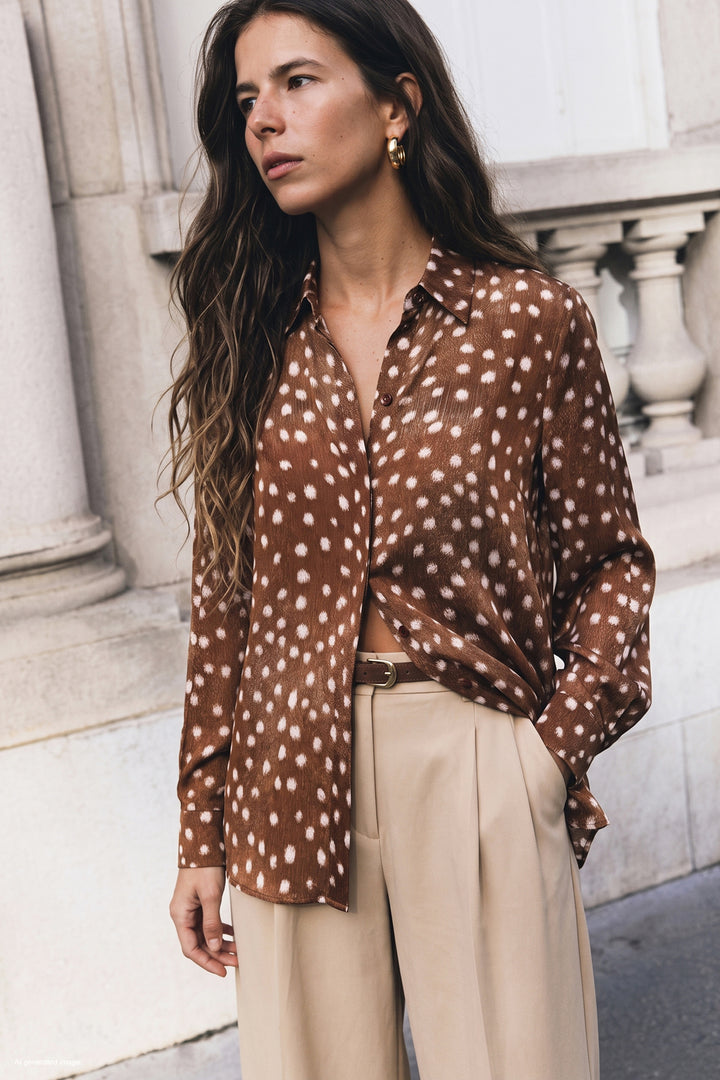Sateen Chemise classique à motifs - Bordeaux