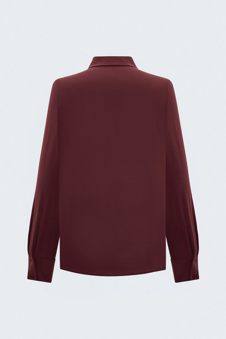 Sateen Chemise classique à motifs - Bordeaux