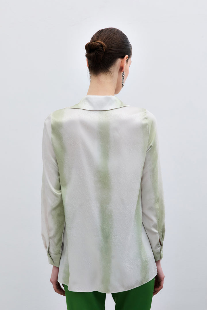 Sateen Chemise Classique Imprimée - Vert amande Vert