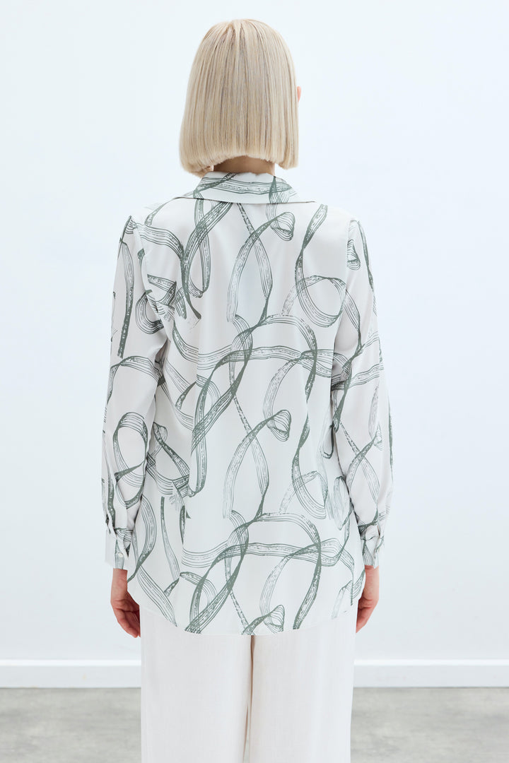 Sateen Chemise classique à motifs - Kaki