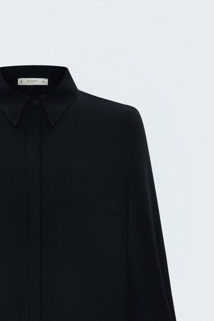 Sateen Chemise classique à motifs - Bleu marine
