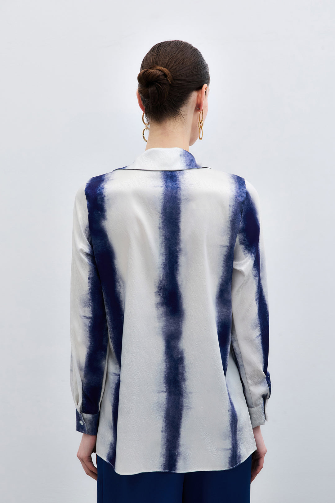 Sateen Chemise Classique Imprimée - sax Bleu
