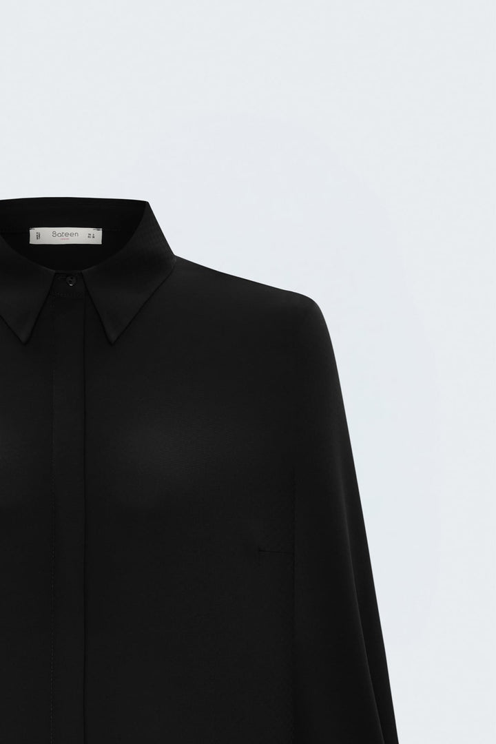 Sateen Chemise classique à motifs - Noir