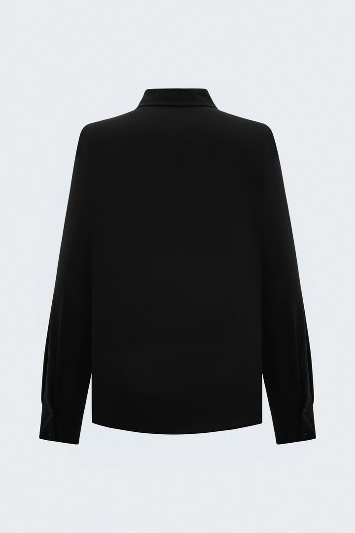 Sateen Chemise classique à motifs - Noir