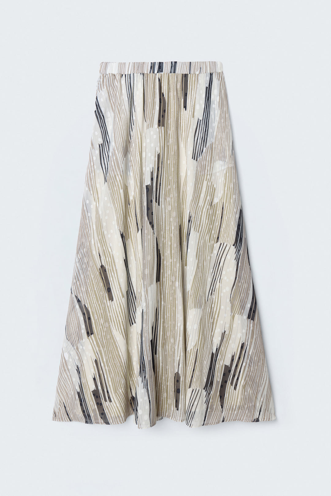 Sateen Jupe Évasée Imprimée - Beige