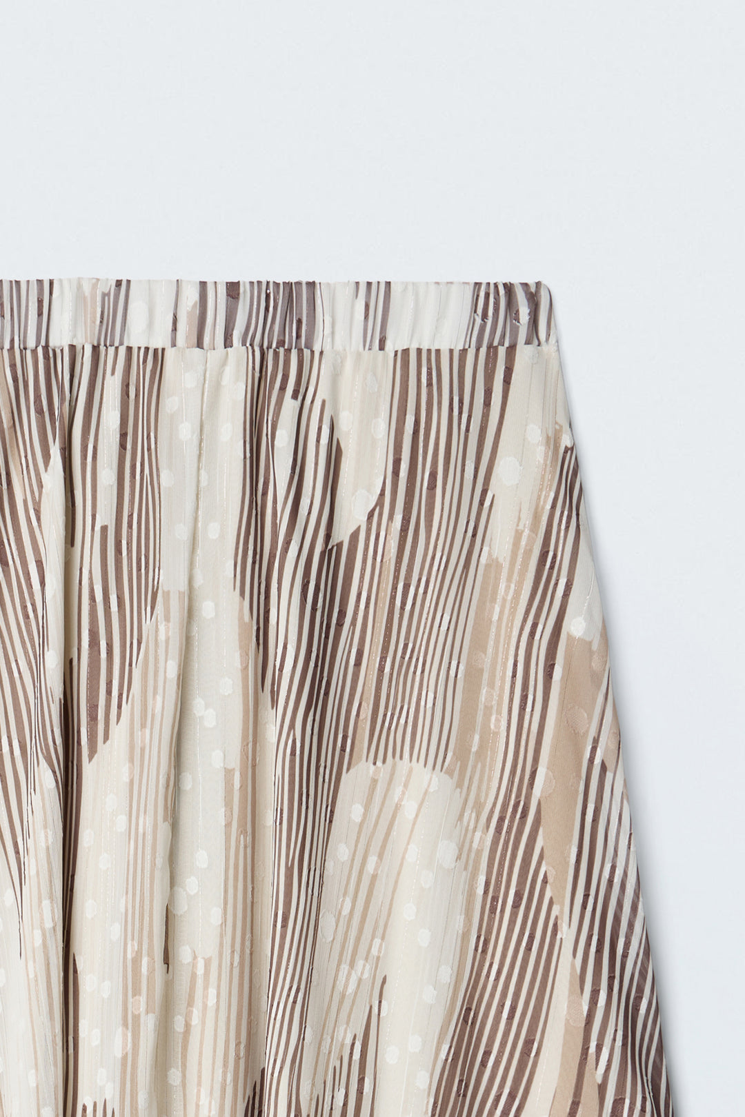 Sateen Jupe Évasée Imprimée - Marron