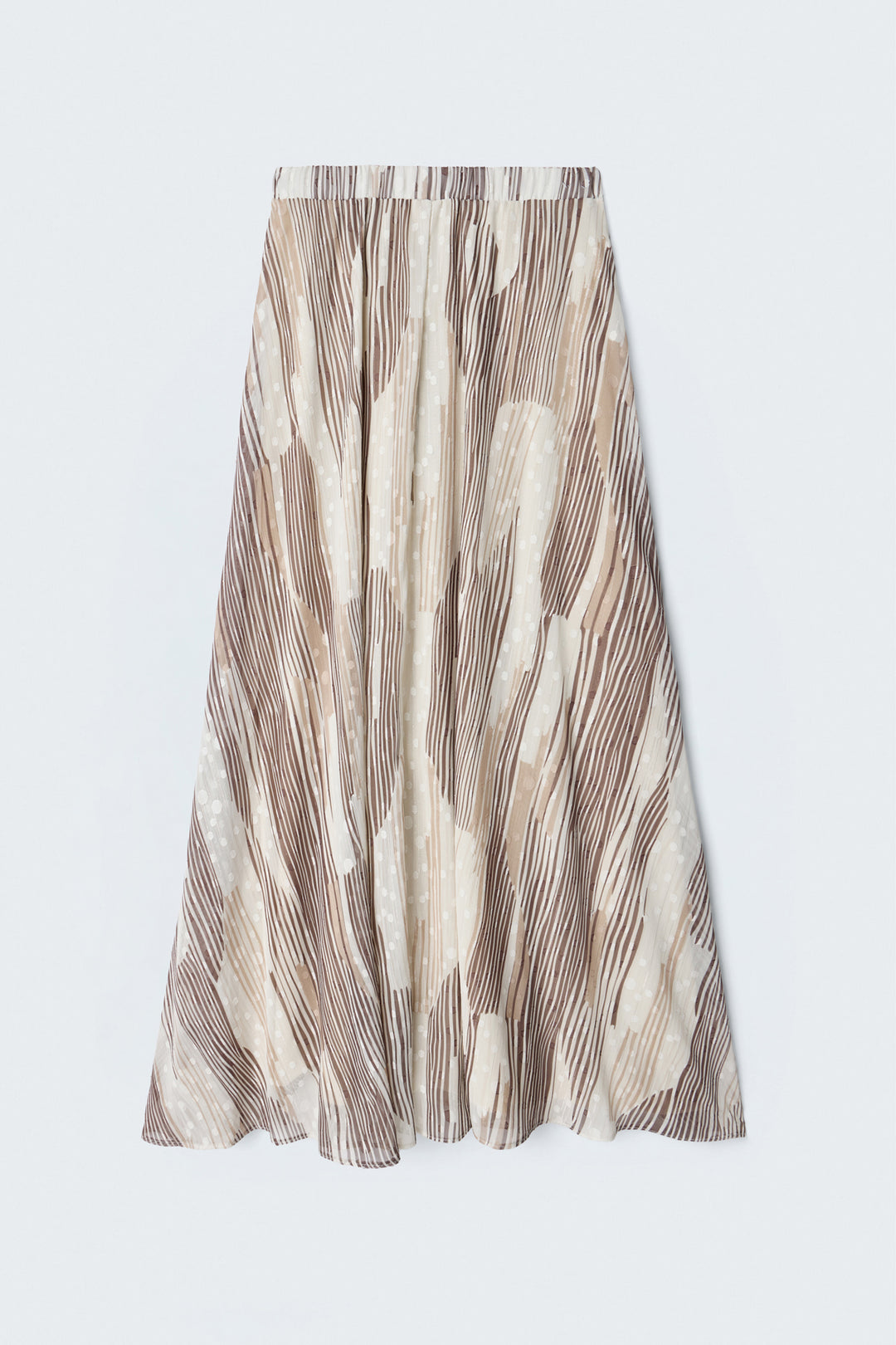 Sateen Jupe Évasée Imprimée - Marron