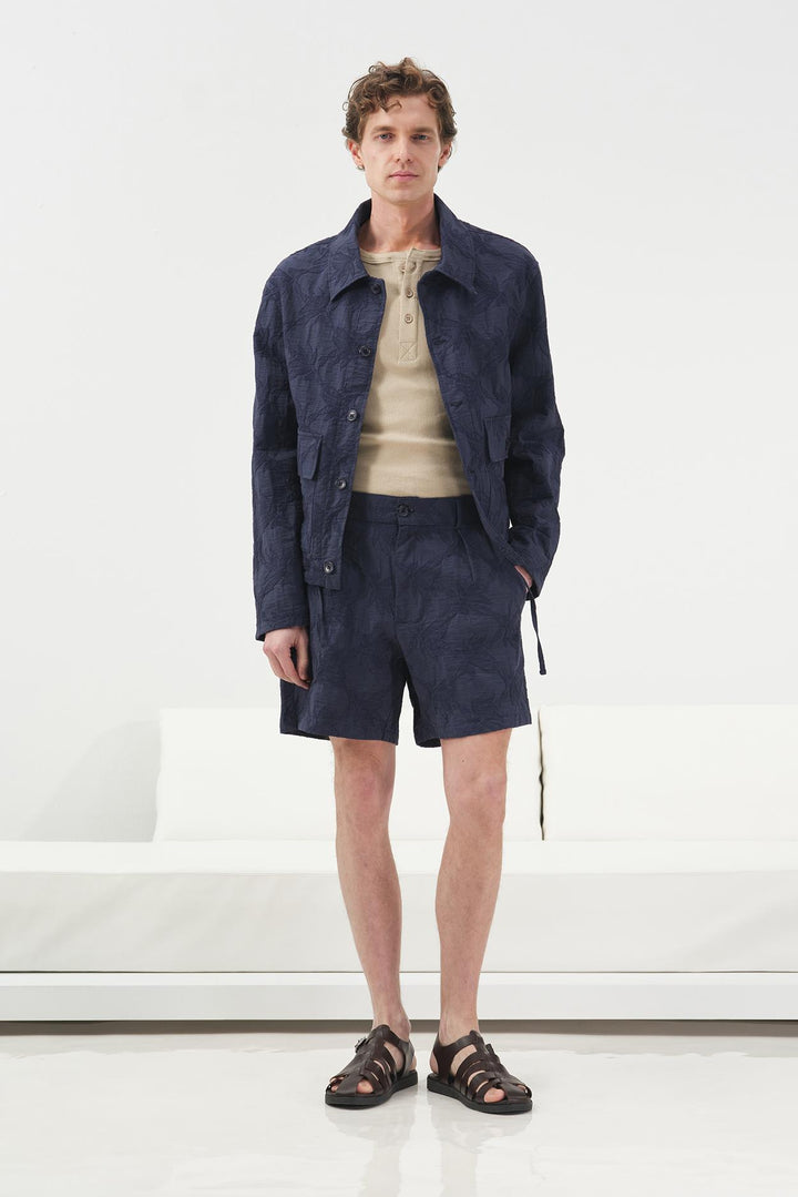 Giesto Veste fine bleu marine à motifs - Bleu marine