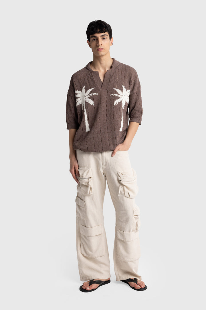 Giesto T-shirt en tricot à motifs - Beige