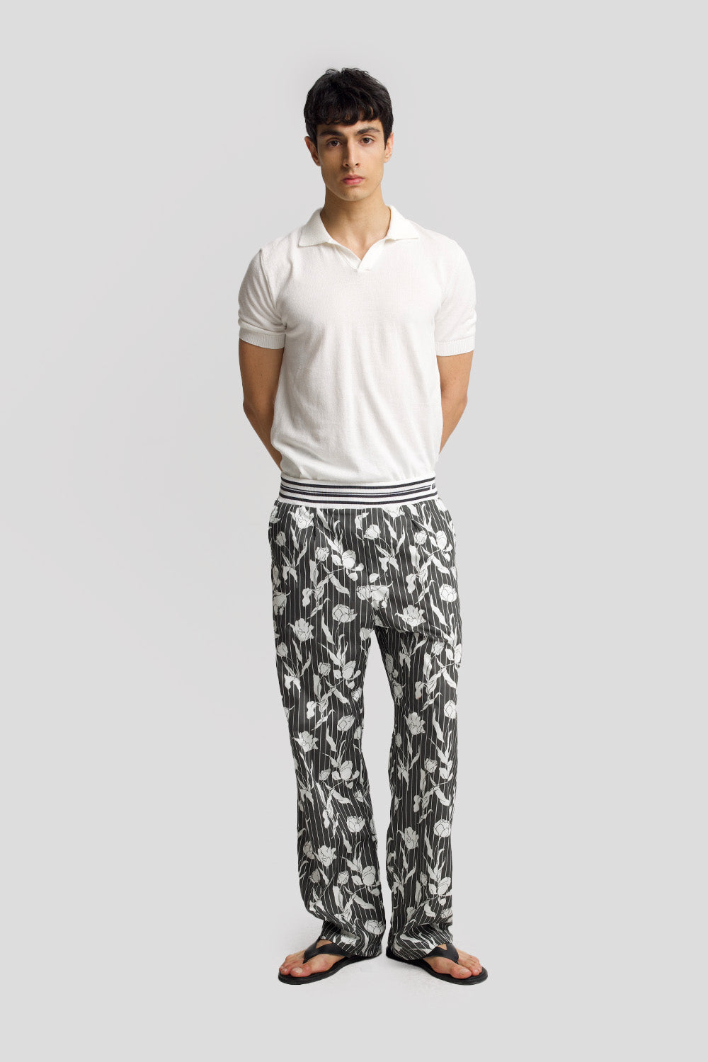 Giesto Pantalon en popeline imprimé - Noir
