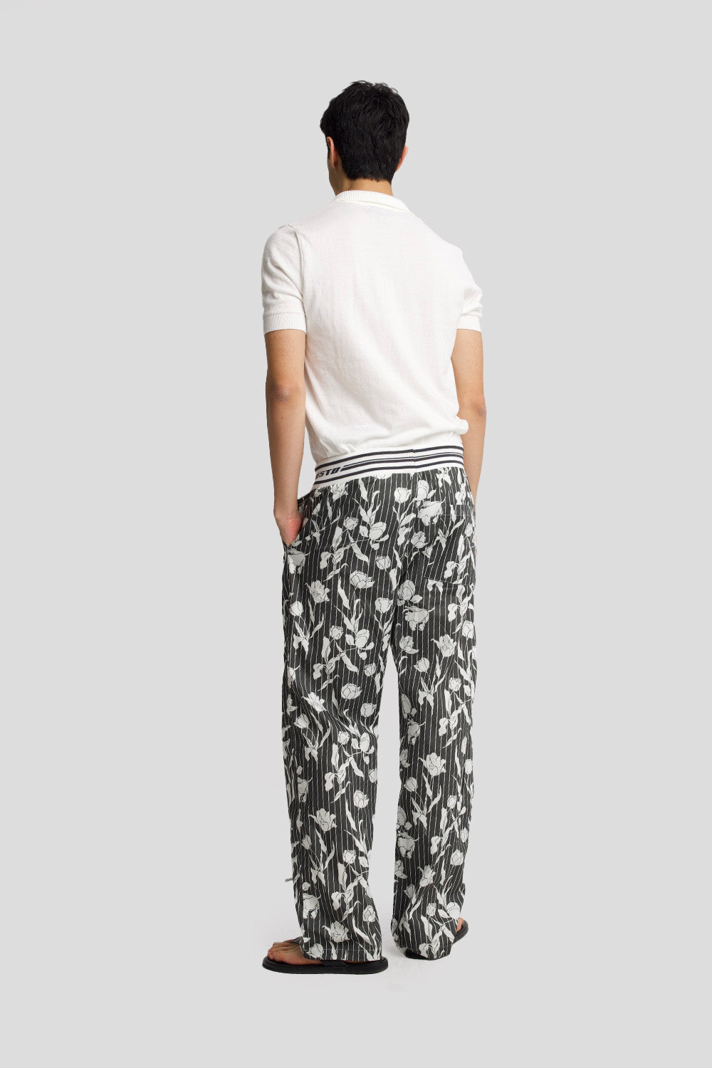 Giesto Pantalon en popeline imprimé - Noir